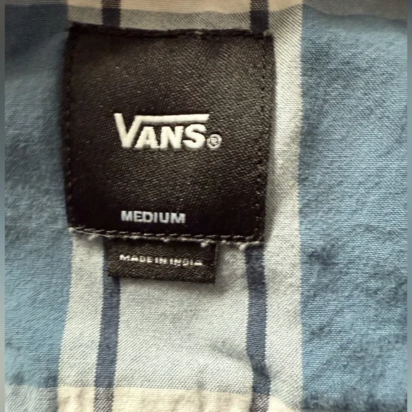Vans Blue and White Plaid Casual Shirt - Picture 3 of 3